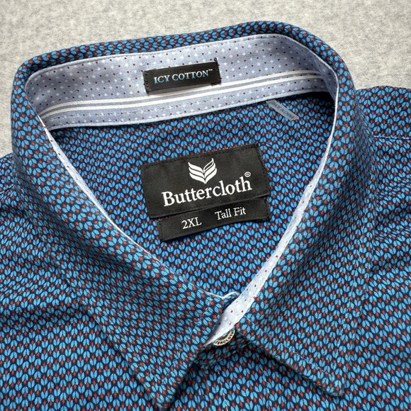 Butter Cloth Shirt Mens 2XL Black polka dot Icy cotton short sleeve button - Picture 1 of 8
